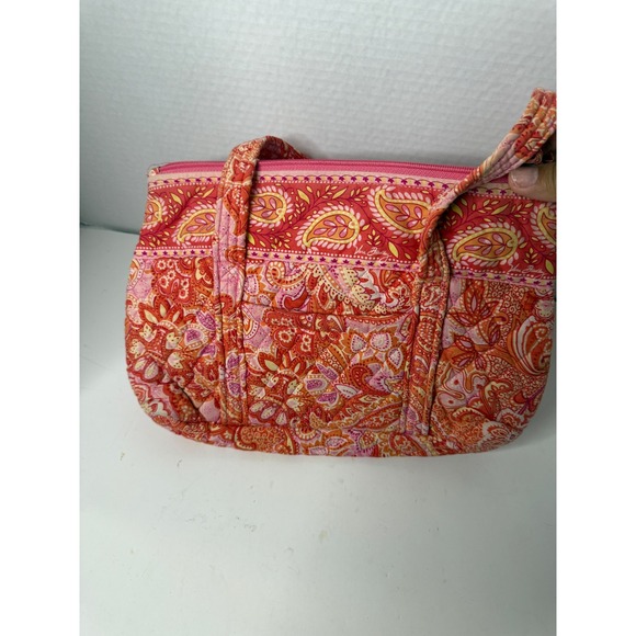 Vera Bradley Paisley Tote Bag Pink Orange Yellow Zip Top Shoulder Purse - Picture 2 of 7